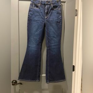 American Eagle Dark Wash super high rise curvy flare